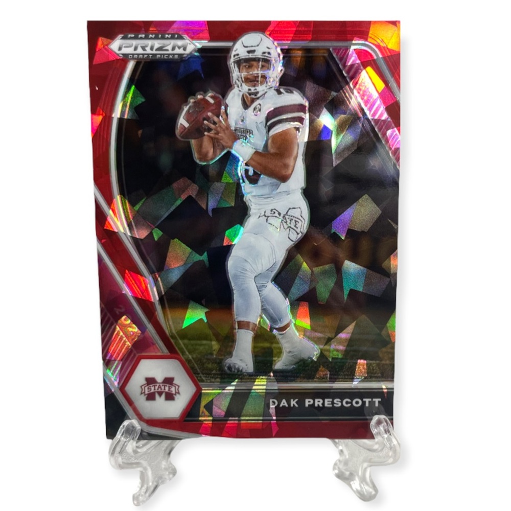 2021 Prizm Draft Dak Prescott Red Ice #9 Cracked Ice Panini Mississippi Two Card - Picture 4 of 9